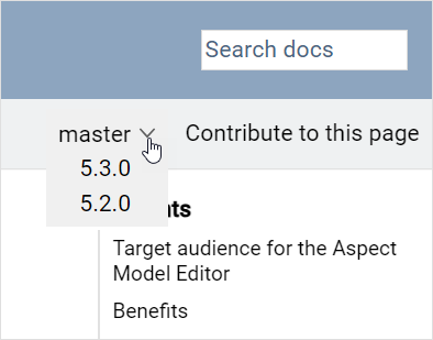 Versions dropdown