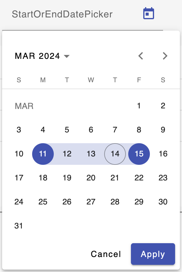 start or end date picker