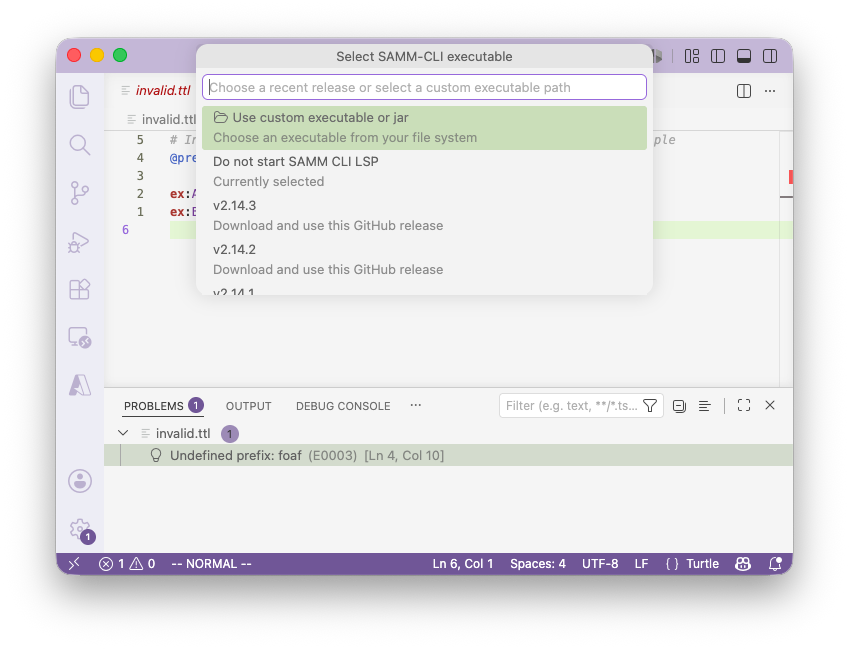 walkthrough select samm cli